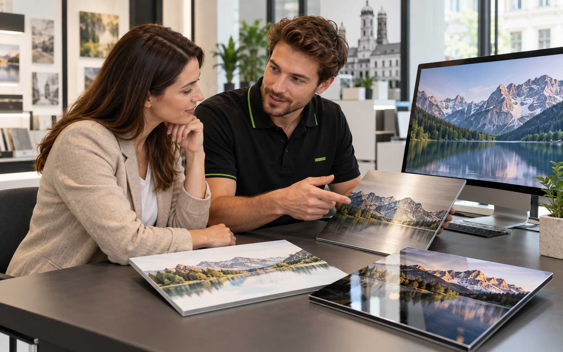 persönlicher vergleich von alu dibond fotodrucken und oberflächen bei wenzel münchen.
