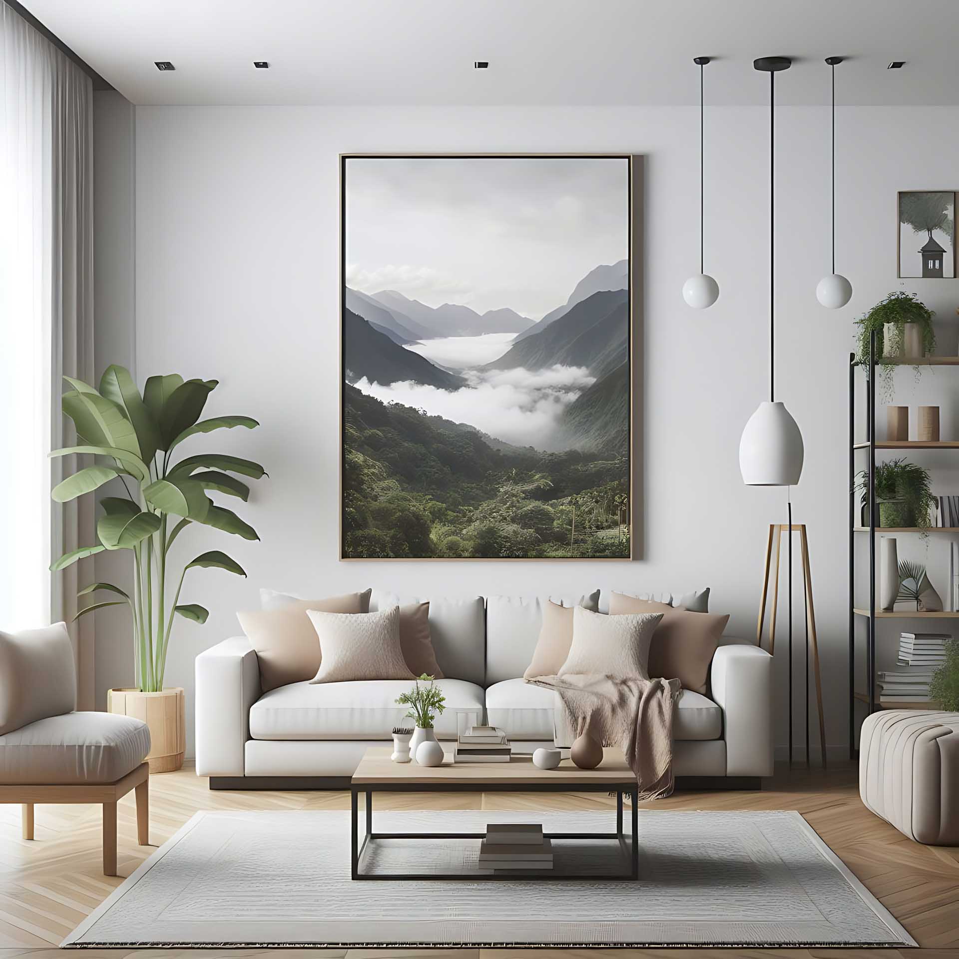 großformatiger landschafts fotodruck auf alu dibond als moderne wandgestaltung.