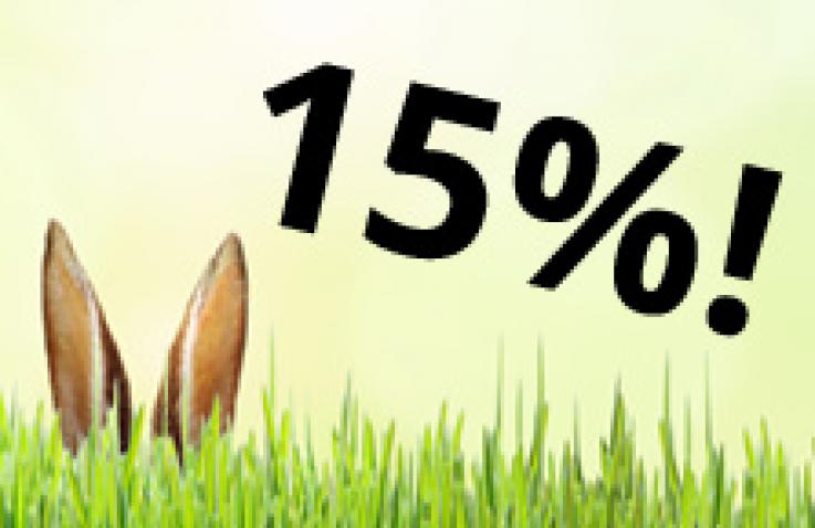15% discount until Easter Sunday 2017