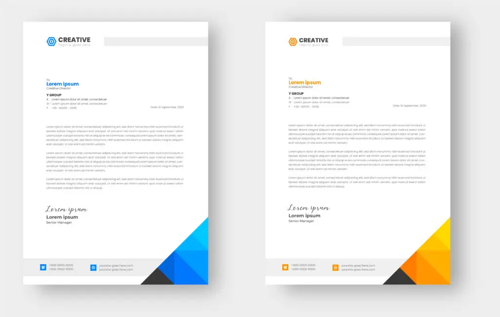 Modern gestaltetes Geschäftspapier mit Firmenlogo – hochwertige Briefbögen mit exakter Farbabstimmung und Prägung.